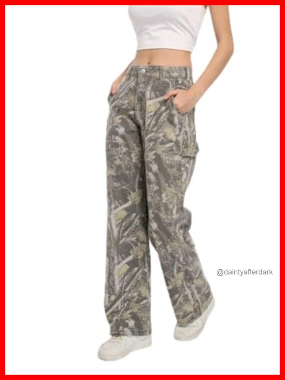 Women's Camouflage Cargo Pants Wide Leg Trousers with Multiple Pockets